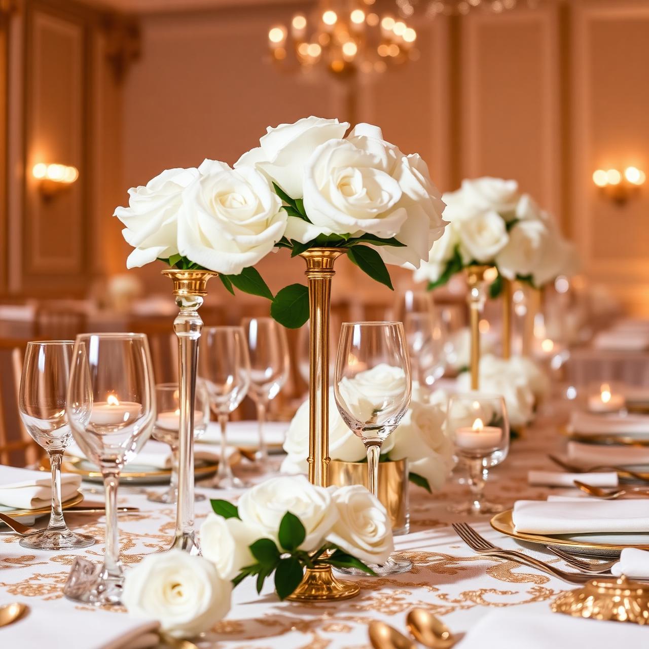 Decoração luxuosa de mesa para evento